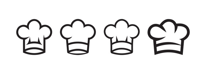 Collection Of Chef Hat Silhouette Icon Isolated On White Background