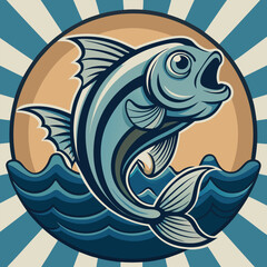 Vintage fishing logo Vector Images
