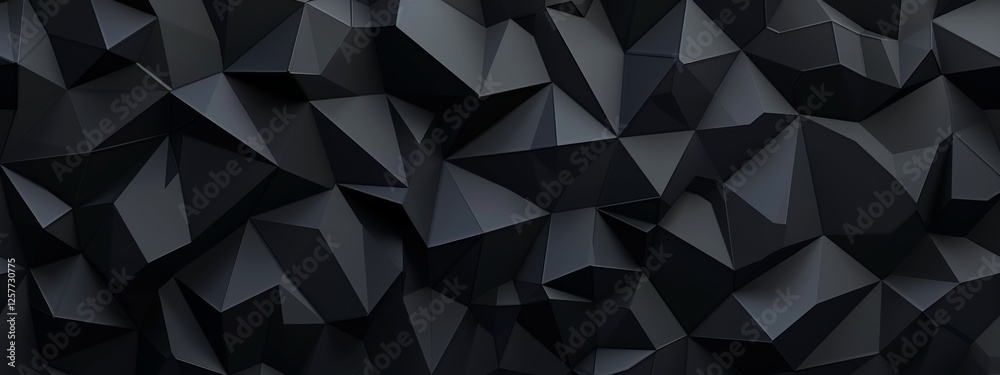 Wall mural sharp black triangles and polygons on a dark background. geometric pattern for banner template with 