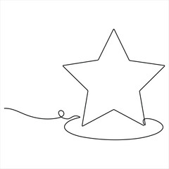 Continuous single line drawing vector star One line drawing background Linear star icon vector illustration