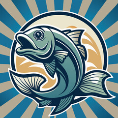 Vintage fishing logo Vector Images