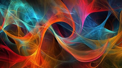 Obraz premium Abstract colorful swirling fractal waves.