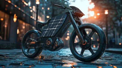 An advanced electric bike with built-in solar panels,