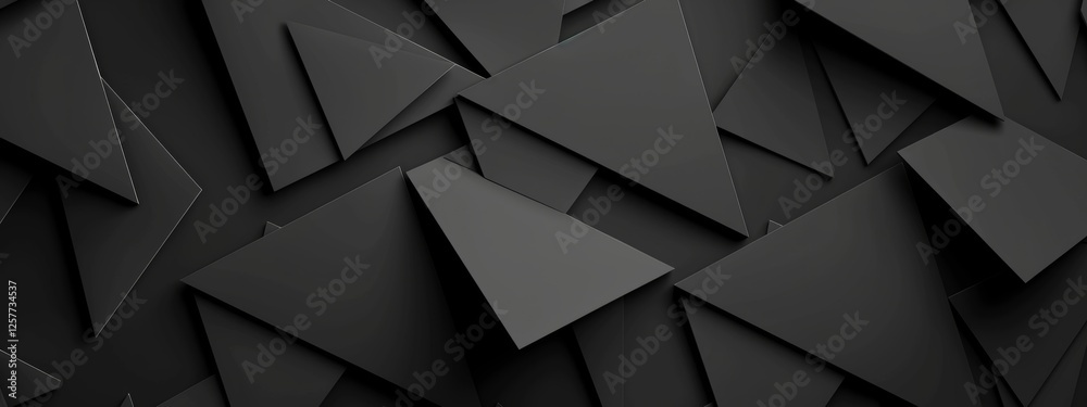 Wall mural simple black triangles and squares on a dark background. geometric design for banner template with w
