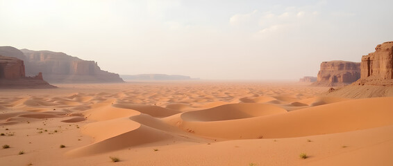 Naklejka premium Paysage du désert de Wadi Rum (Jordanie) isolé sur fond blanc – Panorama naturel emblématique.