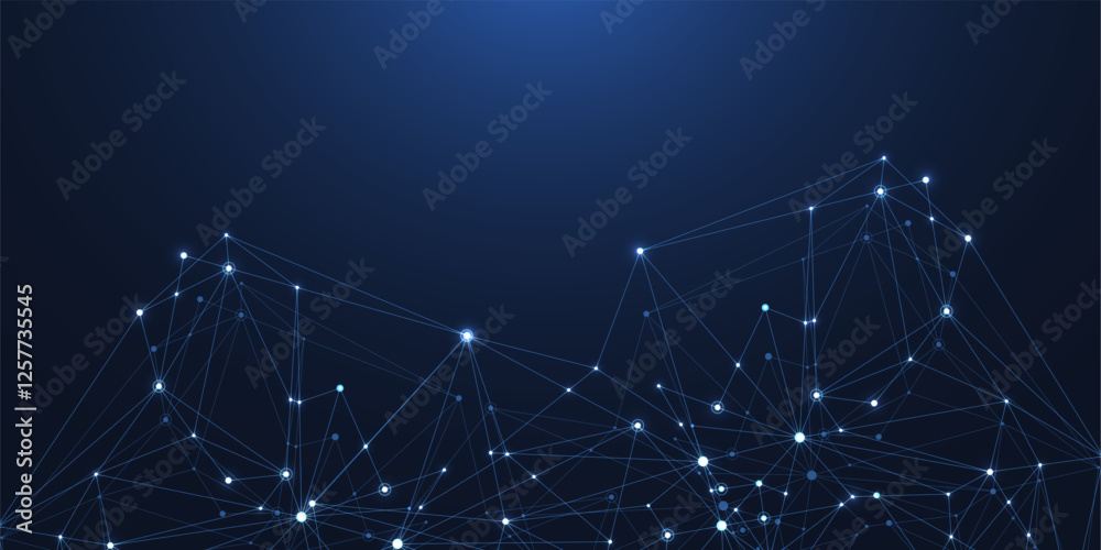 Fototapete Global network connection concept. Big data visualization. Social network communication in the global computer networks. Internet technology. Business. Science. Vector illustration