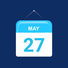 27th May daily calendar icon template. May 27 day calendar design. Single day calendar in vector illustration flat style.