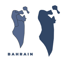 Bahrain flat and outline vector map set