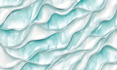 Obraz premium Abstract teal and white liquid wave pattern, seamless texture for design