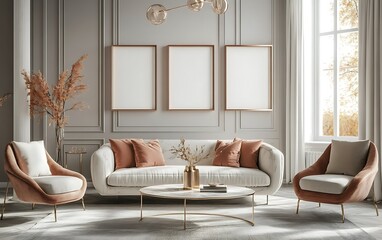 Elegant living room interior design mockup