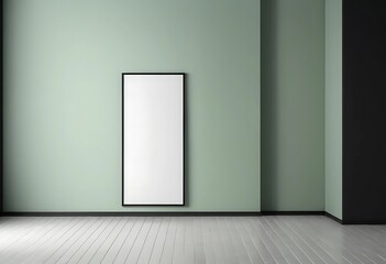 Minimalist Interior with Blank Frame on Light Green Wall Mockup
