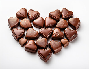 Fototapeta premium heart shaped chocolate candies isolated on a white background