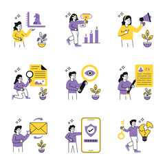 Fototapeta premium Human Resources Concept vector illustration Set 4. isolated on white Background.