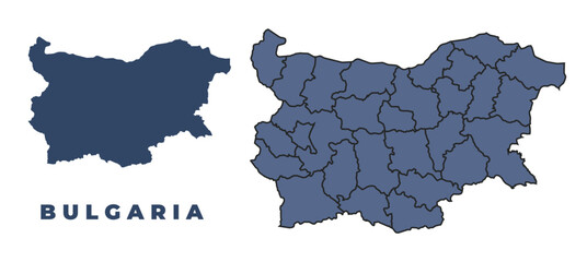 Bulgaria flat and outline vector map set