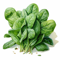 Fototapeta premium Fresh spinach leaves arranged in vibrant green bunch, showcasing their rich texture and color, perfect for healthy meals and salads