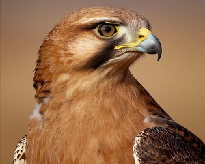 Naklejka premium Majestic falcon with piercing eyes in natural habitat wildlife photography close-up view