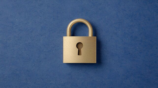 Ecommerce security measures digital padlock icon on online shop graphic design blue background