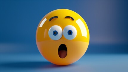 A shocked face emoji with a small "O" mouth and raised eyebrows, appearing highly expressive. The smooth textures and glossy finish enhance realism.