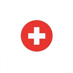 Fototapeta premium First Aid Sign: Red Circular Frame Containing a Medical Cross and White Cross