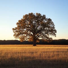 Fototapeta premium lonely tree in the field at sunset