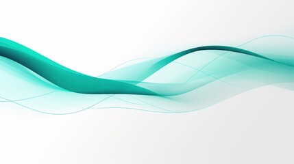 Obraz premium teal lines or waves, on solid white background, abstract presentation slide background, professional look, corporate illustration