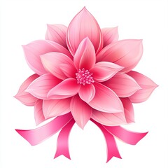 Fototapeta premium Pink flower with ribbon icon isolated on white background