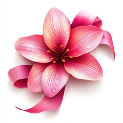 Fototapeta premium Pink flower with ribbon icon isolated on white background