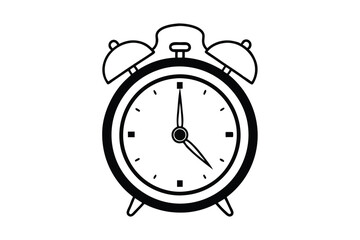 Line art vector illustration of a classic alarm clock