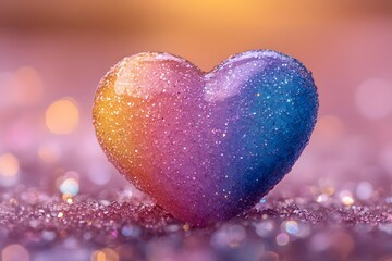Obraz premium Glittering Multicolor Heart Symbolizing Love and Romantic Celebration