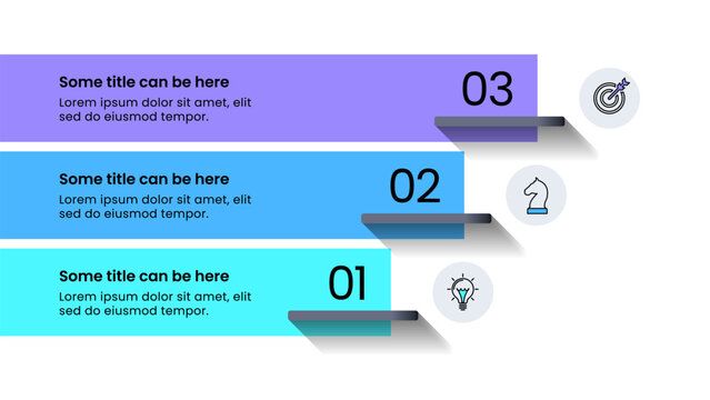 Infographic template. 3 stairs with numbers and icons