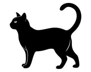 black cat silhouette vector, Simple silhouette Design vector icon with white background. Pet Animal vector