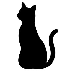 black cat silhouette vector, Simple silhouette Design vector icon with white background. Pet Animal vector