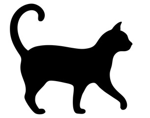 black cat silhouette vector, Simple silhouette Design vector icon with white background. Pet Animal vector