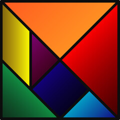 Tangram colorful gradients 3D