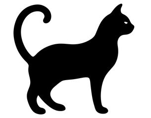 black cat silhouette vector, Simple silhouette Design vector icon with white background. Pet Animal vector