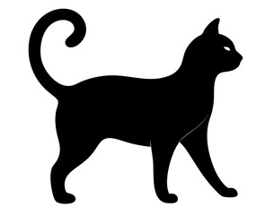 black cat silhouette vector, Simple silhouette Design vector icon with white background. Pet Animal vector