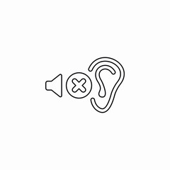 Deaf ear hearing disability icon vector sign
