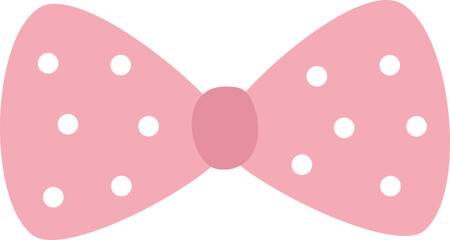 Cute pink ribbon bow icon.
Pastel bowtie flat vector isolated .
Transparent background.