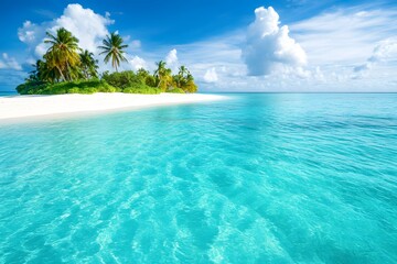 Fototapeta premium Tropical Island Paradise with Turquoise Water and White Sand Beach