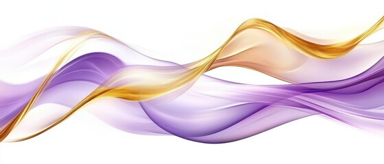 Obraz premium Elegant purple and gold waves with a smooth metallic texture, futuristic and abstract beauty