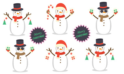 Merry Christmas Snowman Vector Illustration