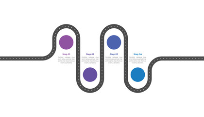 Roadmap infographic. 4 steps journey concept.