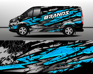 Cargo van wrap designs. Graphic abstract grunge stripe designs for adventure and race. Modern camouflage design for vehicle vinyl wrap.