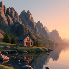 Fototapeta premium house on the lake