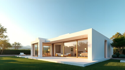 Tranquil Minimalist Villa with Sunlit Garden