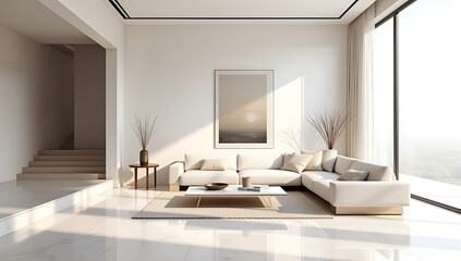 Monochromatic Masterpiece: Luxury Living Room