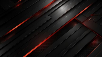 Intersecting Dark and Gray Linear Abstract Design with Glowing Red Accents for Modern Digital Backgrounds and Tech Aesthetics