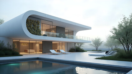 Fototapeta premium Modern Tranquility: Elegance in a Futuristic Setting