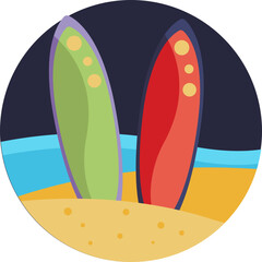 Surfboard Icon – A sleek surfboard, symbolizing Hawaii’s famous waves and surf culture.