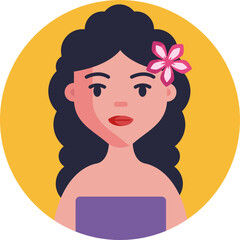 A Hawaiian woman wearing a flower lei and a vibrant dress, representing the island's culture and spirit.